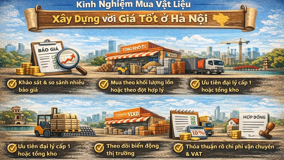 Kinh nghiệm mua VLXD với giá tốt ở Hà Nội