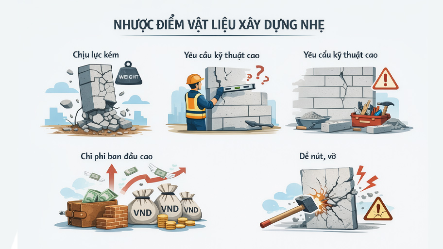 Nhược điểm vật liệu nhẹ