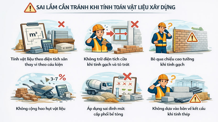 Sai lầm mắc phải khi tính toán vật liệu xây dựng nhà
