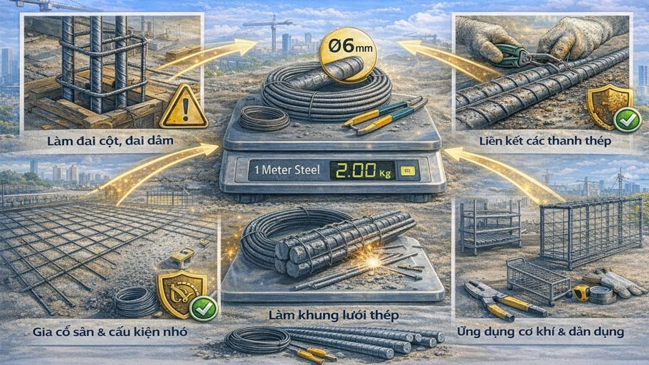 Ứng dụng của thép phi 6 trong thực tế