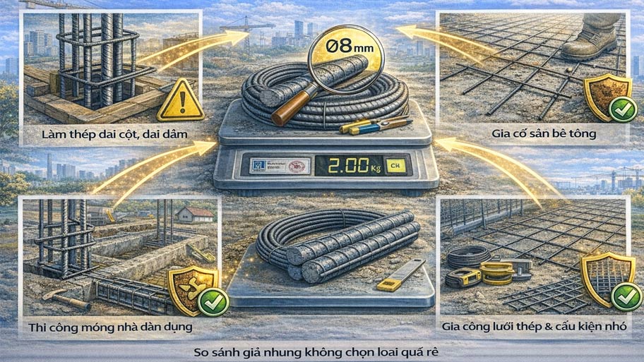 Ứng dụng của thép phi 8 trong xây dựng