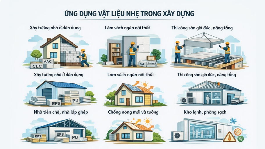 Ứng dụng vật liệu nhẹ trong xây dựng