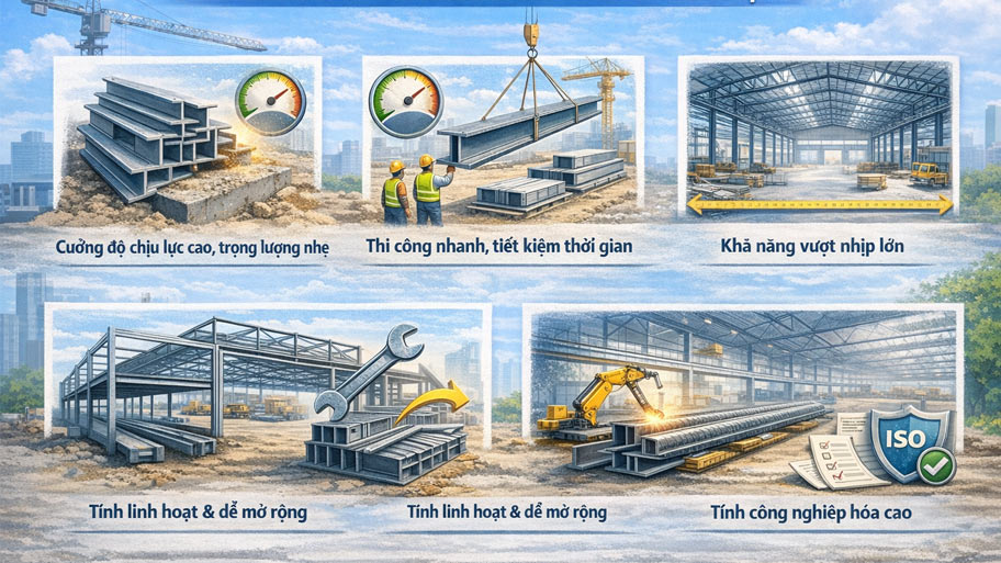 Ưu điểm của kết cấu thép trong xây dựng