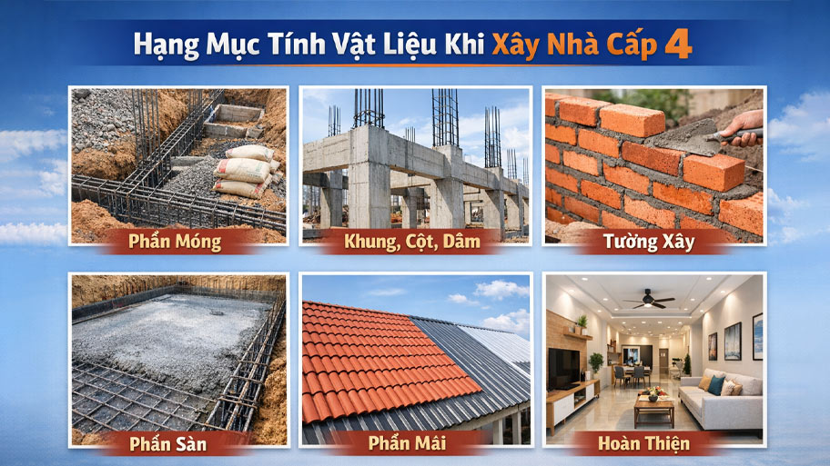 Hạng mục cần tính vật liệu khi xây nhà cấp 4