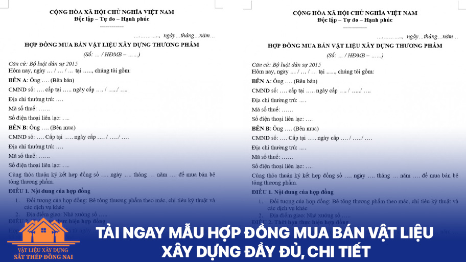 Hợp đồng mua bán vật liệu xây dựng