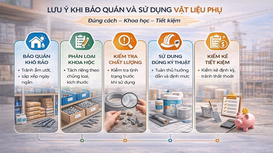 Lưu ý khi bảo quản và sử dụng vật liệu phụ