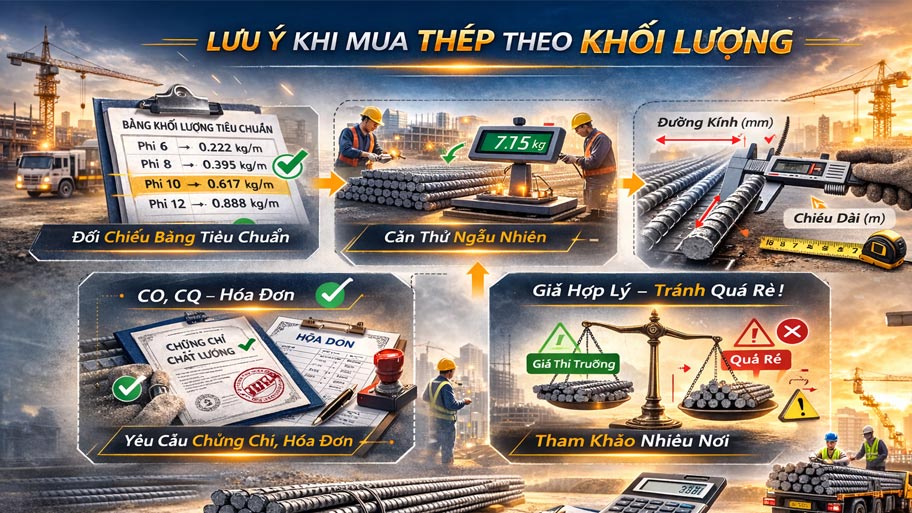 Lưu ý khi mua thép theo khối lượng