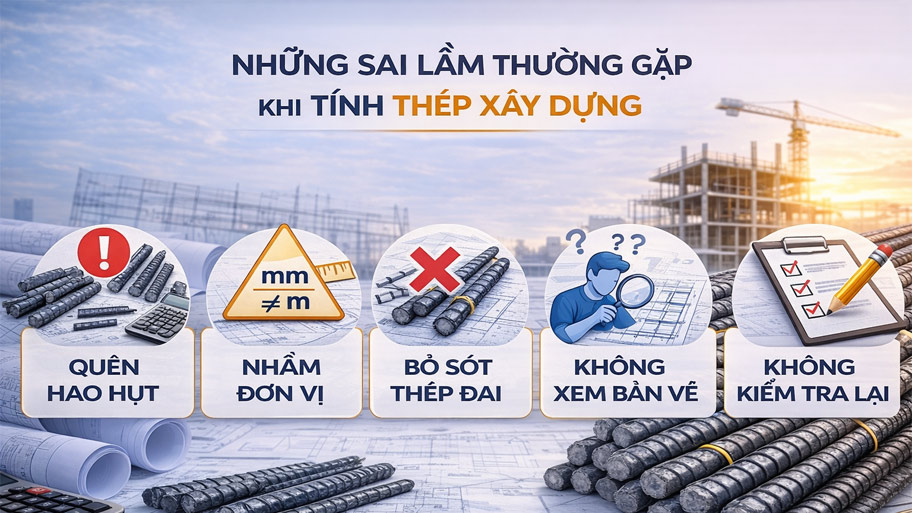 Sai lầm thường gặp khi tính thép xây dựng