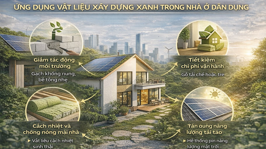 Ứng dụng vật liệu xây dựng xanh trong nhà ở dân dụng