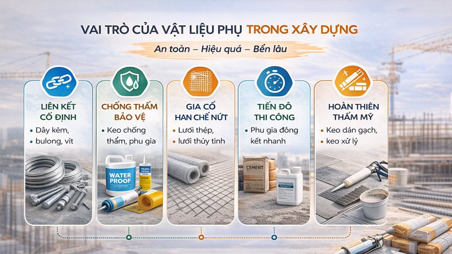 Vai trò của vật liệu phụ trong xây dựng
